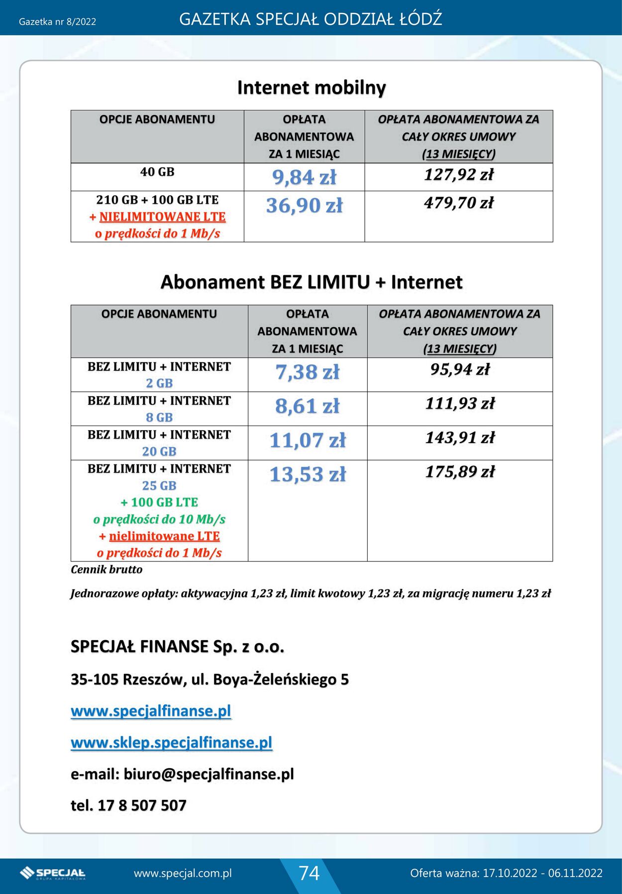 Gazetka Specjał 17.10.2022 - 06.11.2022